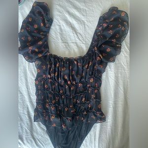 Free People ruffled bodysuit